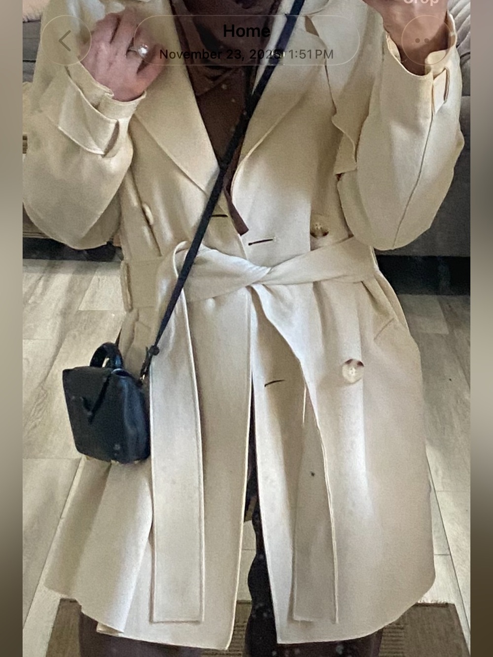 Women's Cream Tie-Waist Trench Coat